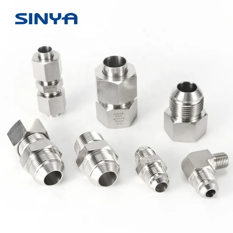 Forged Tube Fitting JIC Connection Flare Twin Fitting Steel Ferrule Fittings Manufacturer 316 SS 37 Degree Flare Male JIC Elbow