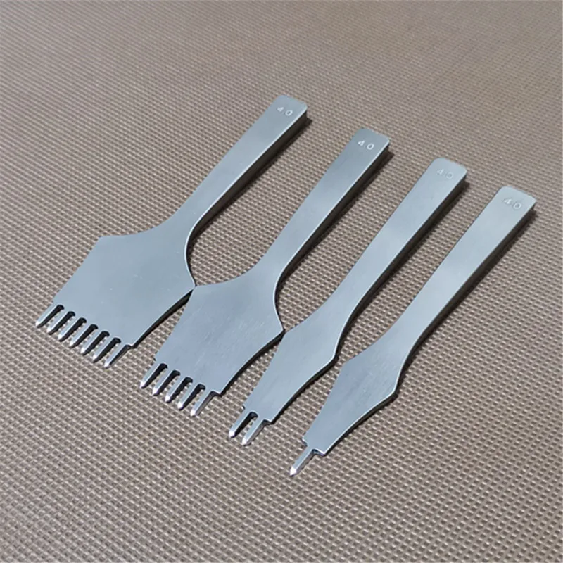 Diamond Chisel Leather Craft Tool Set Die Steel 3/4MM Internal Tooth Polishing Hole Chisel Graving Stitching Punch Tools Kit