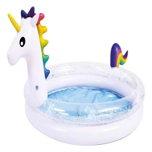 2 Ring Pool Glitter Unicorn Shape Round Inflatable splash Pool For Kiddie
