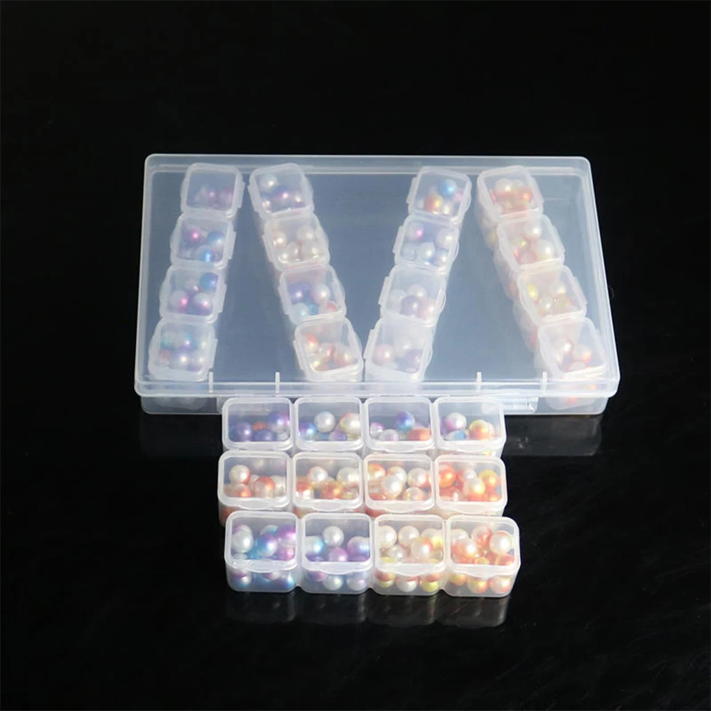 28 Grid Jewelry Diamond Painting Detachable Plastic Transparent Rhinestone Nails Art Container Bead Storage Box