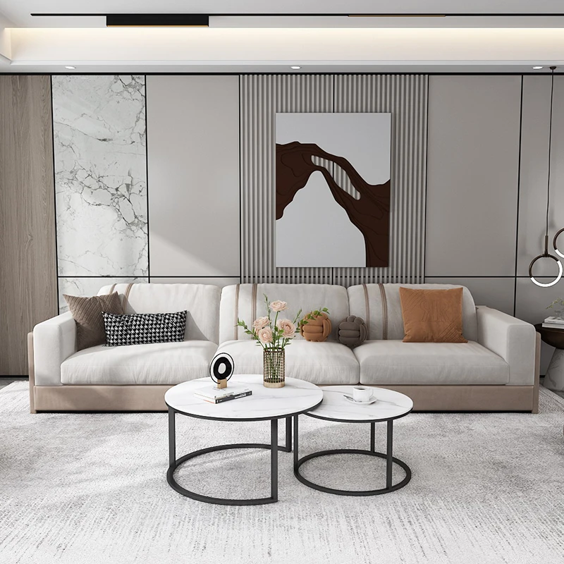 High quality luxury living room furniture stainless steel white minimalist coffee table marble top gold coffee table design