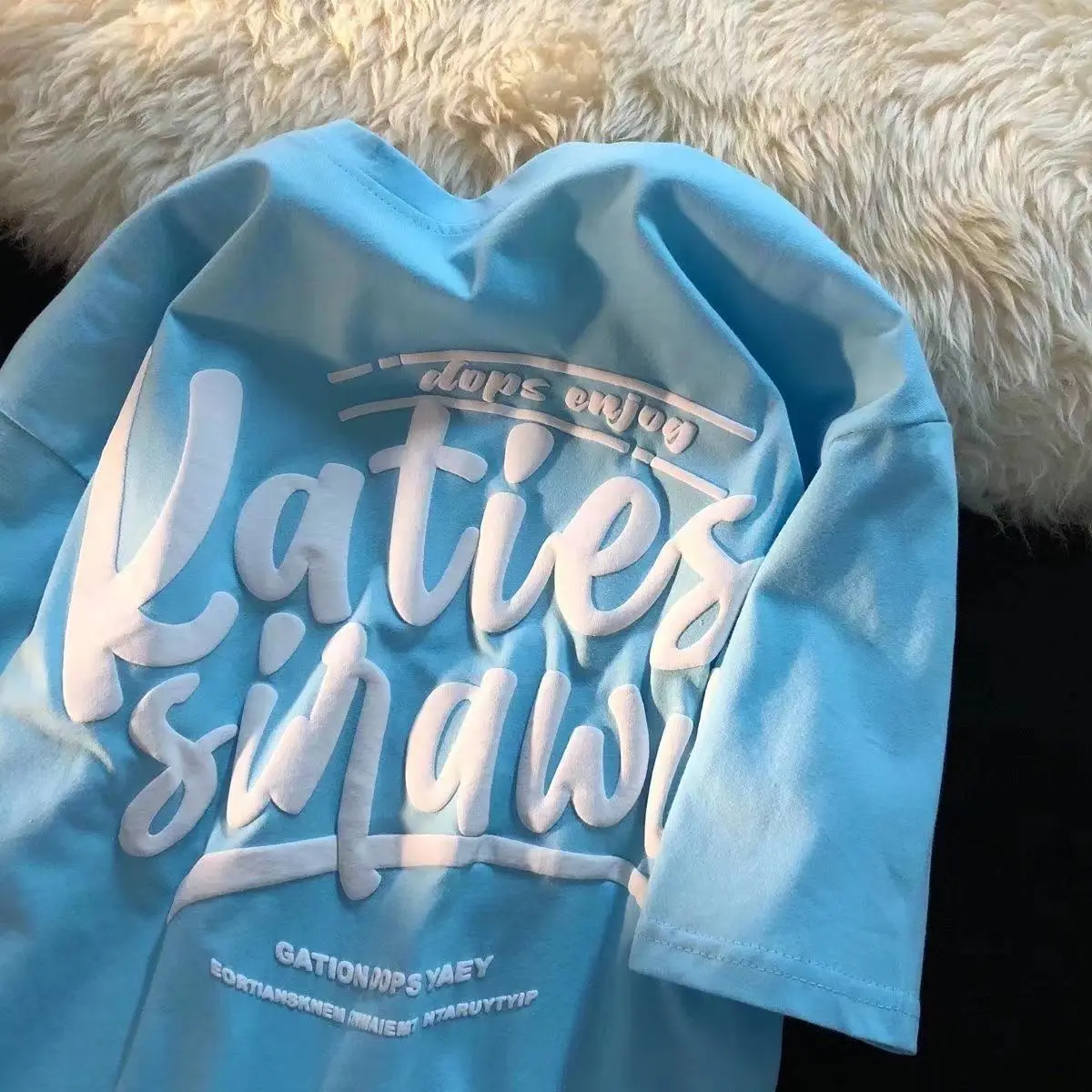 Custom high quality oversize  100%cotton T shirt heavyweight  graphic screen print streetwear blank puff print drop shoulder men