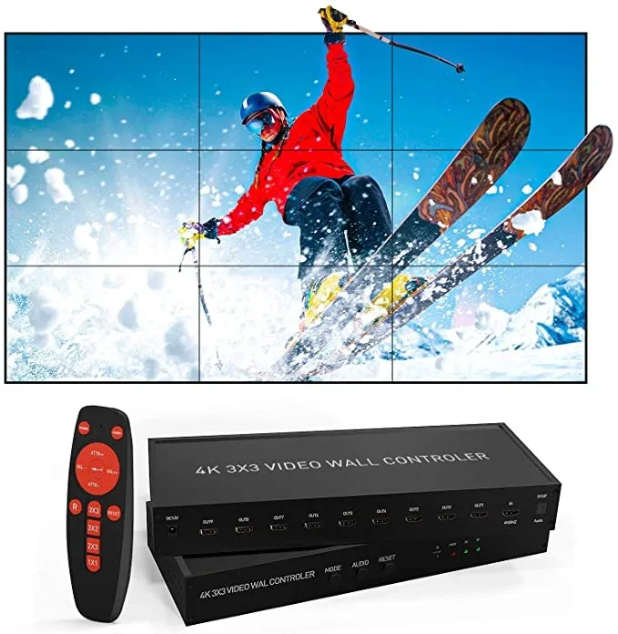 4K 60hz 3x3 Video Wall Controller 9 Channel TV Stitching Box Multi Screen Splicer TV Wall Processor 3x2 2x2 3x1 1x4 2x3 4x2 2x4