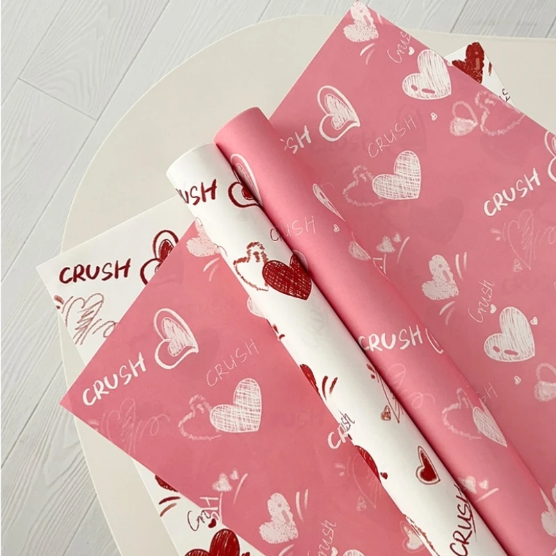 LUCIA  Heartbeat Love Wrap Fower Paper Bouquet Floral Packaging Material Stick Pen English Graffiti Wrapping Paper
