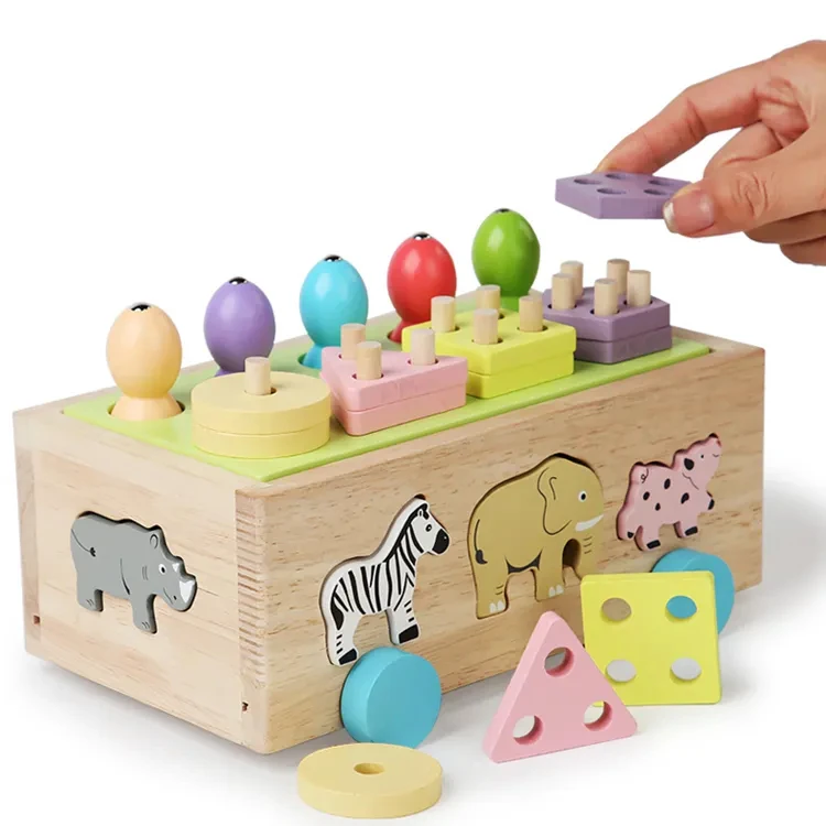 High Quality 3 in 1 Matching Shape Sorter Blocks Fishing toy Animal Blocks Educational Learning Toy