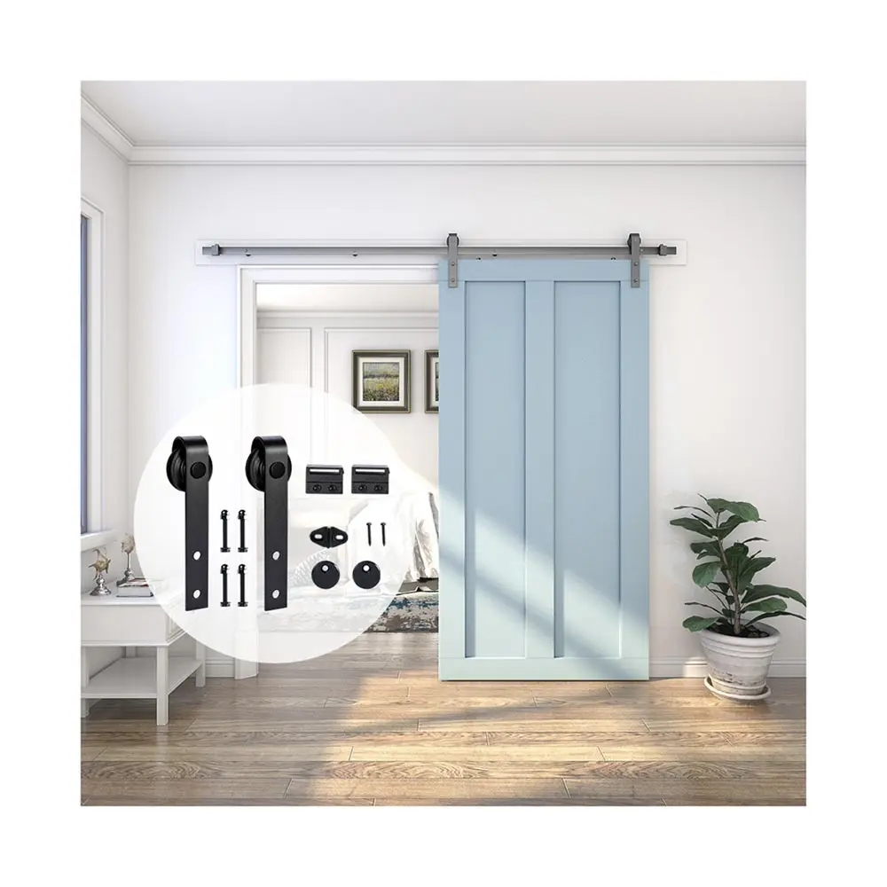 Heavy Duty Modern Sturdy Barn Doors Hardware Systems Rail Hanging Slide Single Track Sliding Barn Doors Hardware Kits