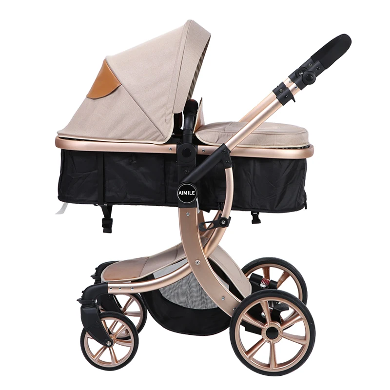 Aluminum frame high landscape luxury baby stroller prams 3 in 1 baby stroller carrier pram