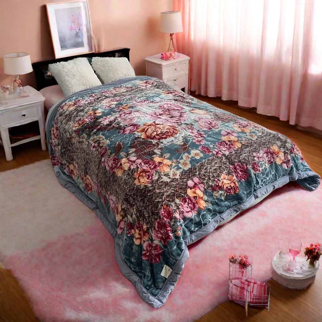 Флисовое плюшевое одеяло из норки size190x230 с принтом облачное упаковкой для взрослых и детей