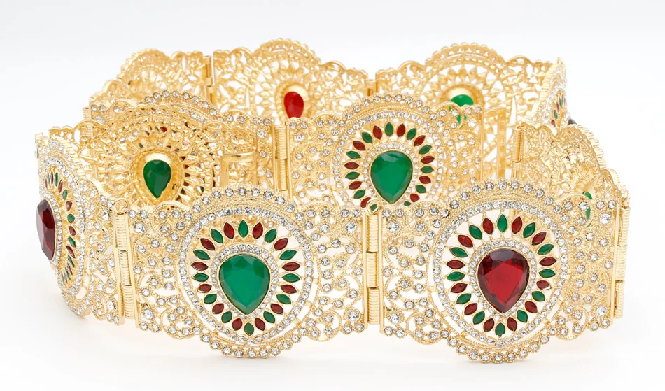 Rhinestone Gold Plated Waist Chain with Crystal Stone Moroccan Style