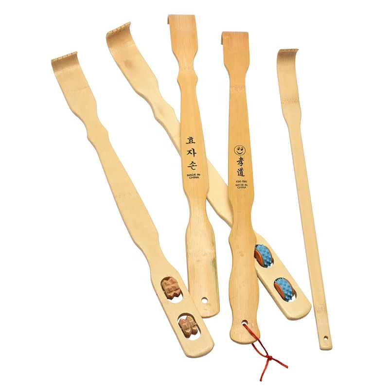 roller massager Scratching wooden handheld Portable wholesale Massage Claw shoehorn bamboo Back Scratcher