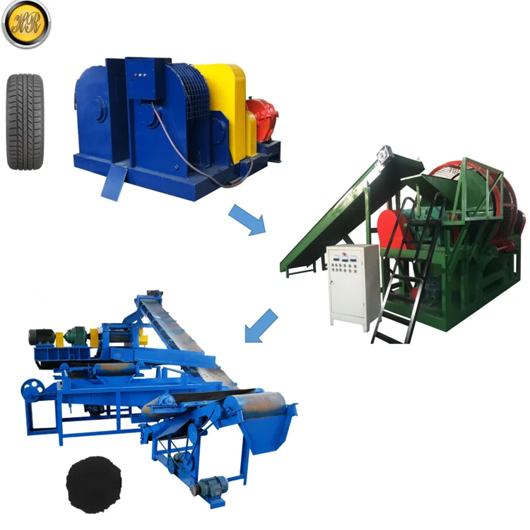 Full Automatic Tyre Rubber Production Line Scrap Used Car Truck Tires Shredder Cutting Recycling Machines