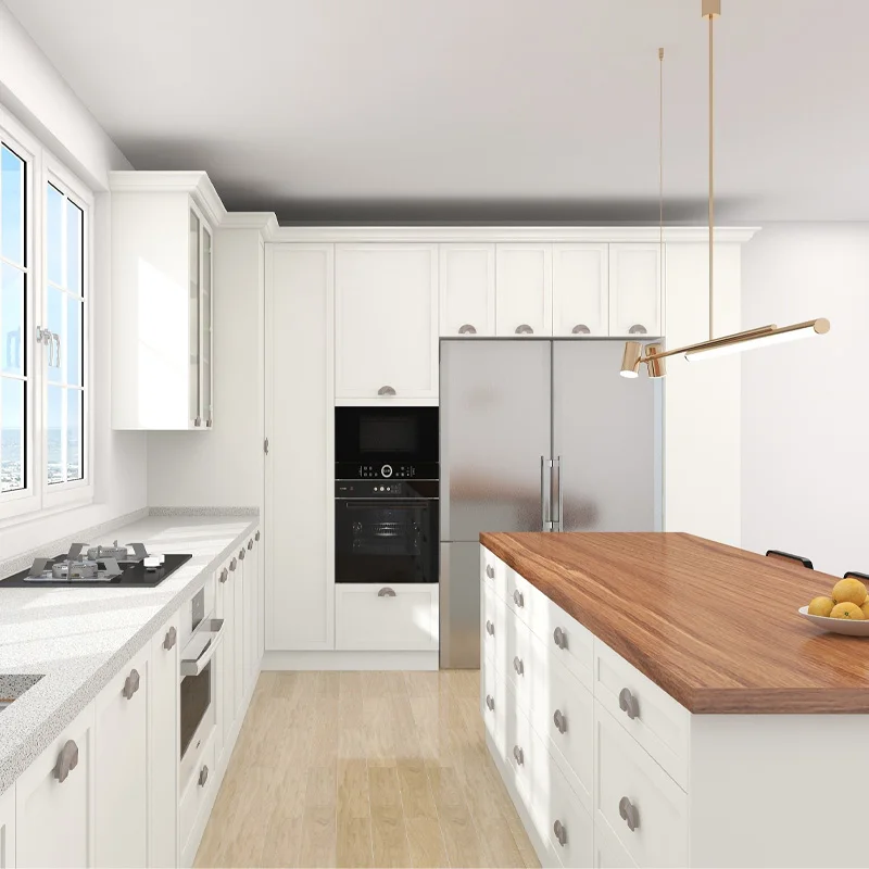 Kitchen Cabinets & Accessories American Standard Flat Pack Kitchen Cabinet MDF Board PVC Finished Wood Door Designs Cupboards