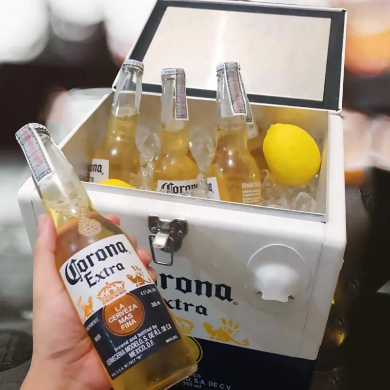Custom logo brand portable beer outdoor restaurant freezer table retro cooler box