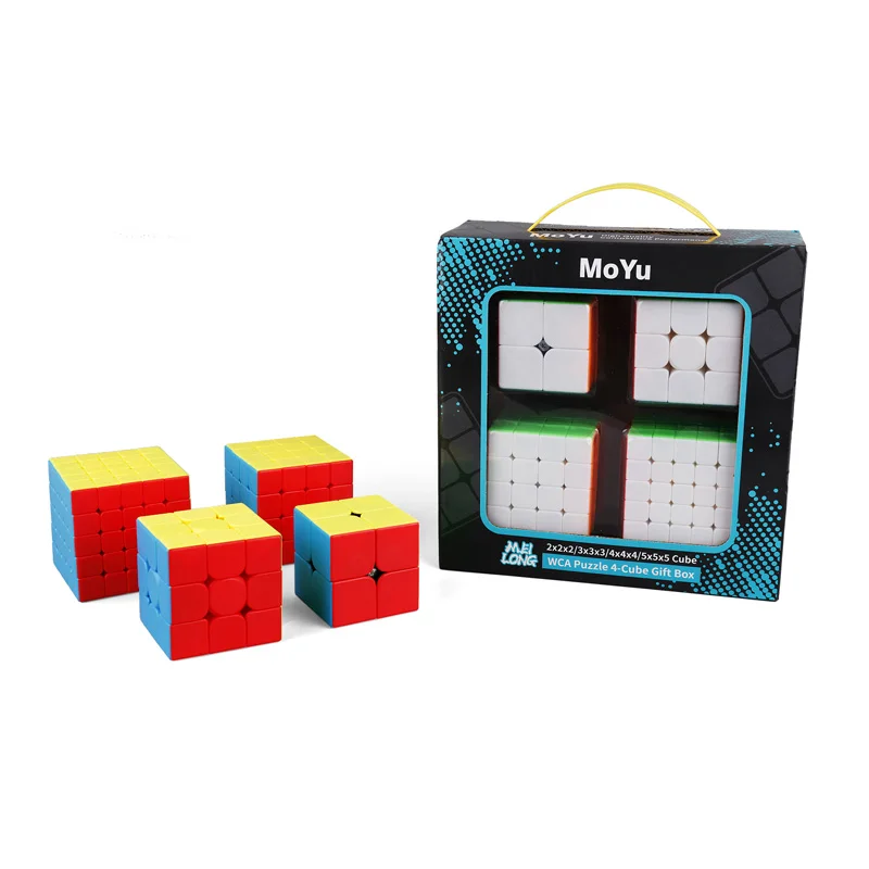 4pcs Set of Moyu Mofangjiaoshi Speed Cube Carbon Fiber Megamicx Puzzle Cube Triangle-shaped Fidget Magic Puzzle