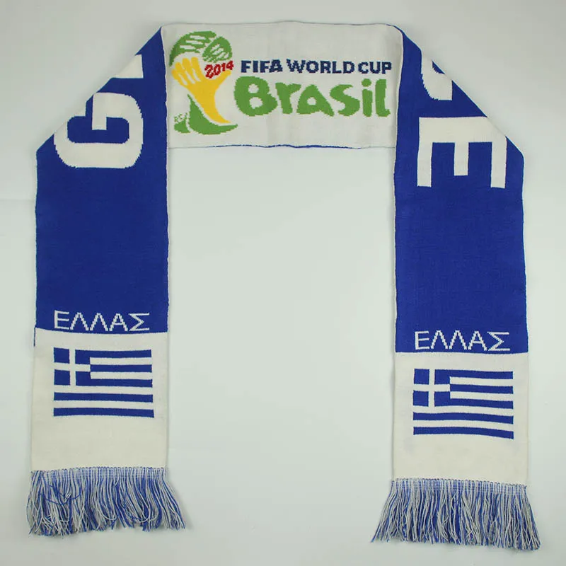 2022 Customized OEM scarf manufacturer knitted jacquard world soccer football team clubs custom football scarf