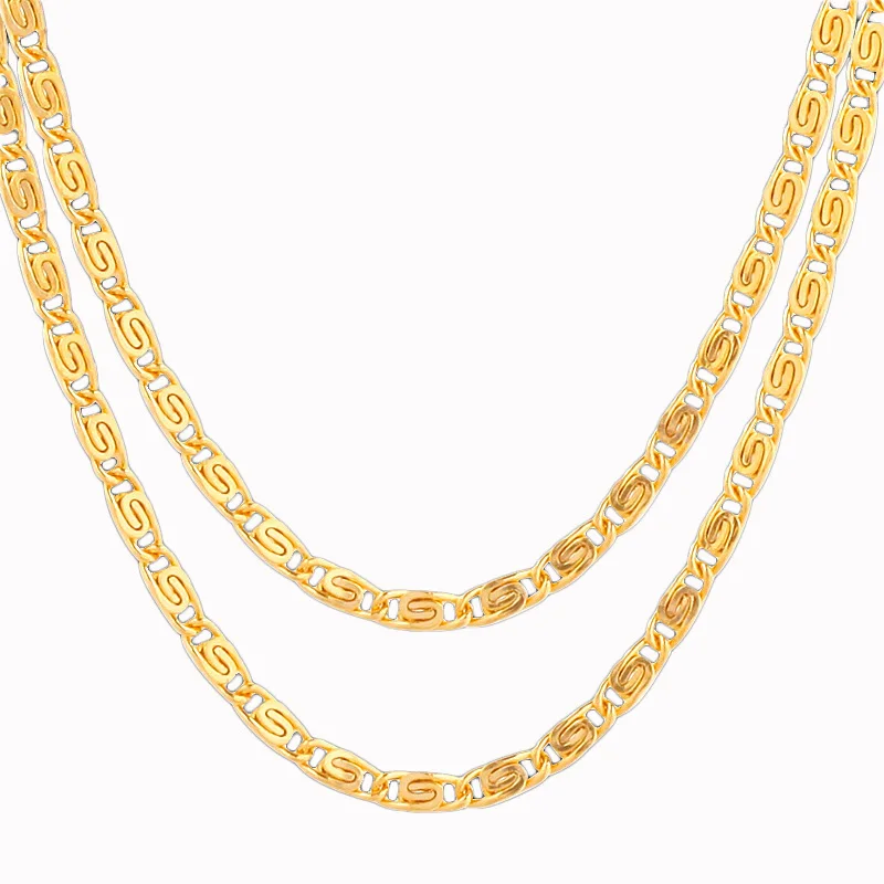 Wholesale 18k Real Gold Plated Thin Simple Mesh Gold Chain Necklace for Women