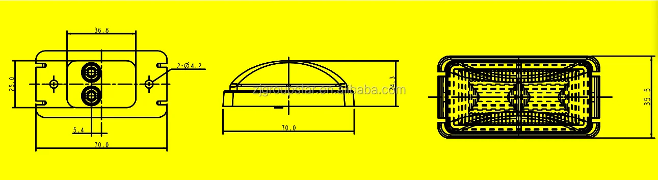 High Quality DOT Rectangle Outline 10-30 Volt LED Trailer Truck Rectangular Side Marker Clearance Lights