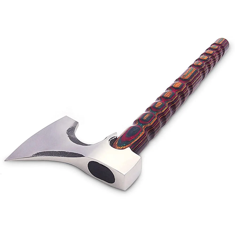 
NEW HATCHET TOMAHAWK VIKING AXE FULLU FUNCTIONAL COMBAT BUCHCARFT AXE WITH DIAMOND WOOD HANDLE 