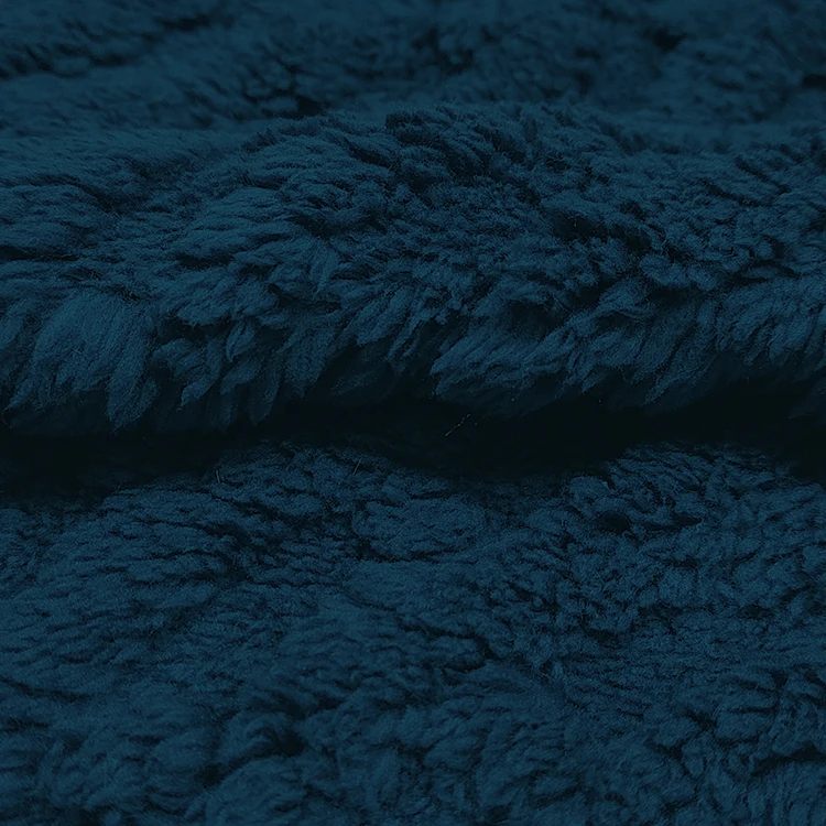 Custom Design Pattern Sherpa Fur Fabrics Polyester Material, Factory Wholesale Embossed Polyester Bonded Sherpa Fabric/