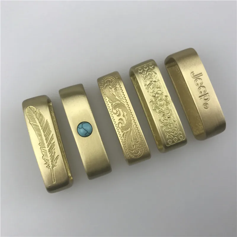 wholesale 4.0cm inner width solid brass belt buckle loop keeper