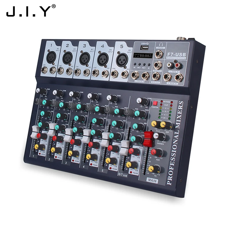  F7-USB 7 каналов аудио смеситель микшерная консоль MP3 Джек 48V питания для записи компьютера студии