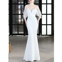 Wholesale clothes dressing gown mermaid wedding dress bridal gown evening fabric white