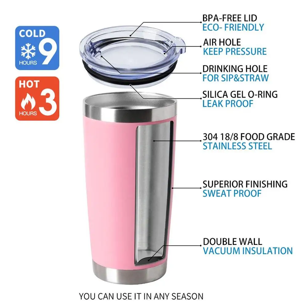 Wholesale Double Walled 18/8 Sippy Cup 20Oz Insulated Stainless Steel Tumbler