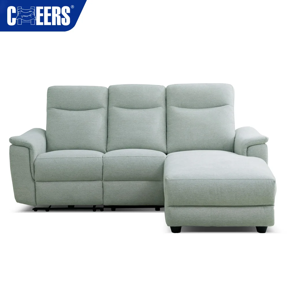 MANWAH CHEERS Electric L Shape Fabric Recliner Chaise Longue with USB Port Power Reclining Sectional Sofa For Living Room