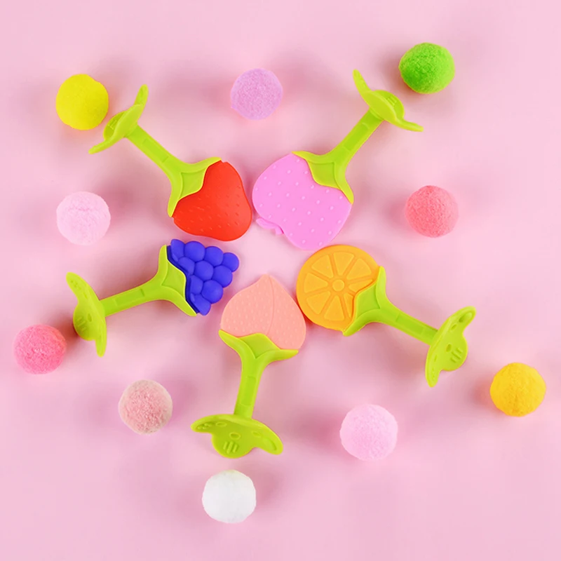 BPA free baby teether silicone rubber fruit teether toys funny baby teething toys