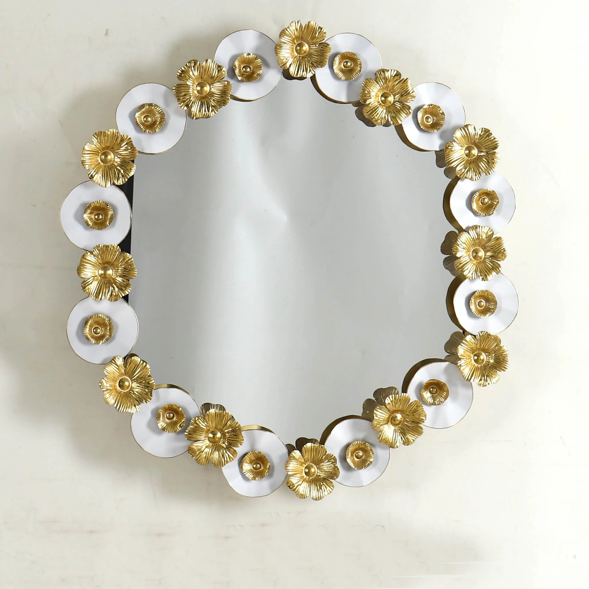 mirrors decor wall metal 2024  newly household metal 87CM diameter gold flower mirror wall for wholesale