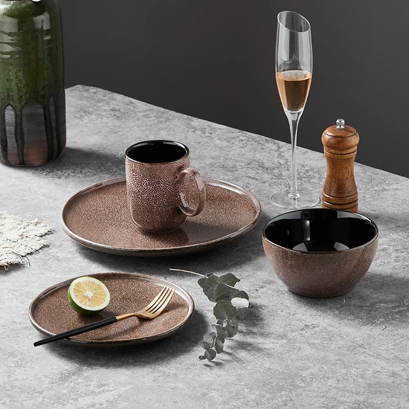 PITO Wholesale chinese luxury crockery porcelain 4pcs dinnerware sets dinner plate ceramic for restaurant