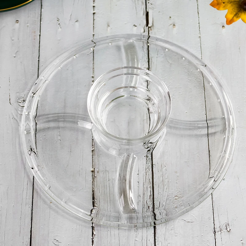 Hot Sale Multipurpose Desserts Sweets Salad Bowl Crystal Glass Food Container Cake Holder Fruit Nut Food Tray