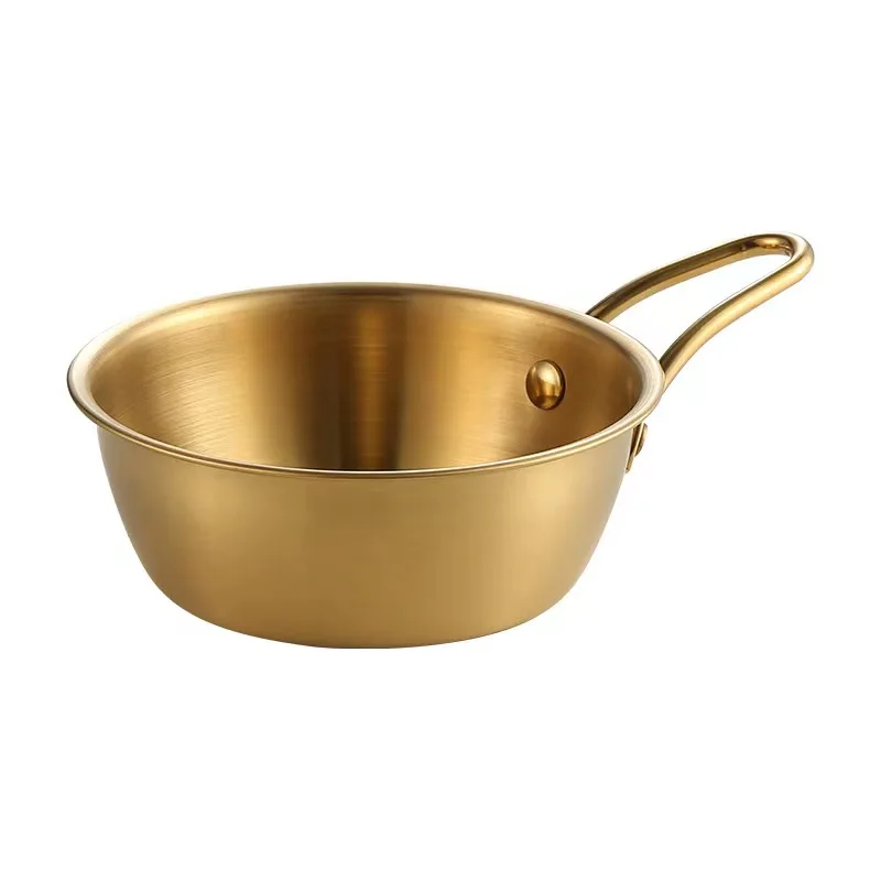 304 stainless steel Korean rice wine bowl Korean tableware golden barbecue shop seasoning bowl with handle