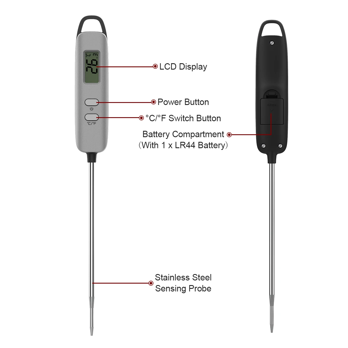 Long Laboratory Digital With Probe Mini Indoor Home Lcd Meat Thermometers Pen Type Battery Included Food Bbq Thermometer