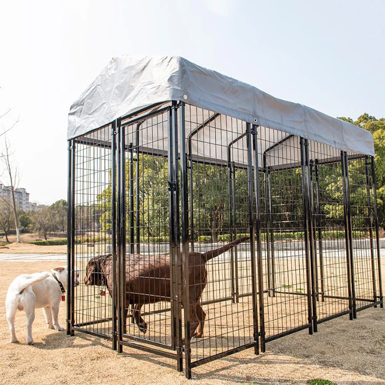 Best Popular Outdoor Dog Kennel Pet Paddock Welded Wire Mesh Pet Playpen Large Fence Dog Kennel Cage With Waterproof Cover