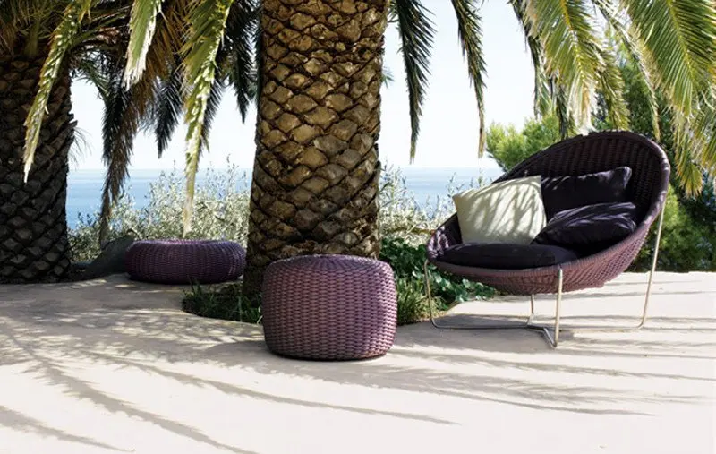 garden stools & ottomans round wicker cane ottoman