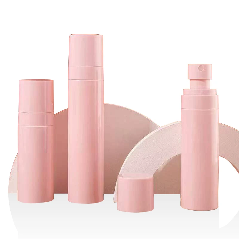 Hot sale  stock ready to ship pet recycled 100ml pink  toner bottle 60ml 80ml 100ml pink plastic cosmetic set  bottles