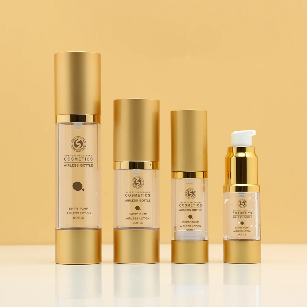 Custom silver matte gold 15ml 30ml 50ml cosmetics aluminum vacuum Airless bottle Optional spray or lotion pump