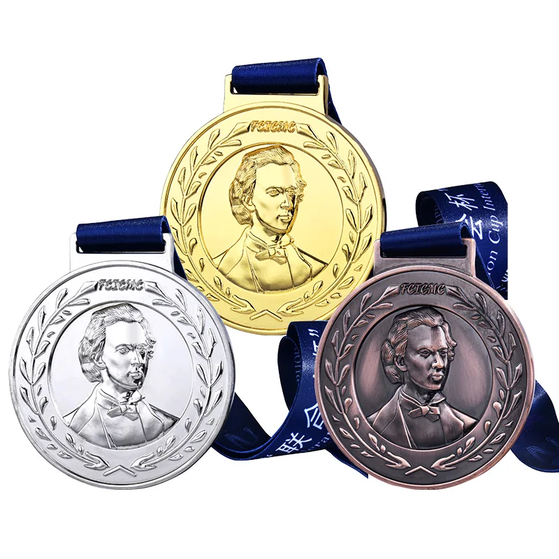 International Chopin Piano competition music instrument custom metal medals and medallas