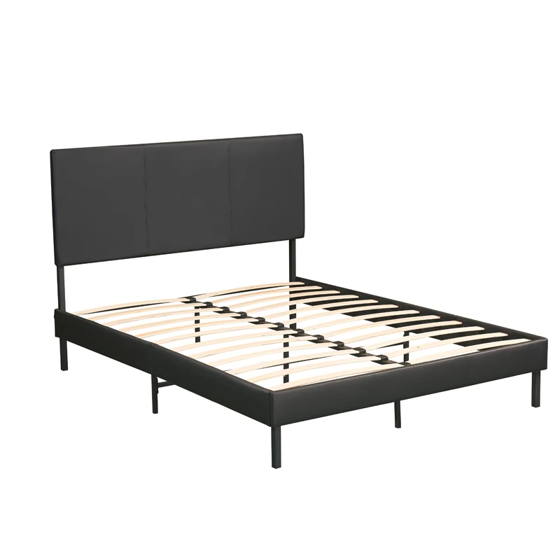 Bedroom furniture set modern king queen size iron frame leather bed