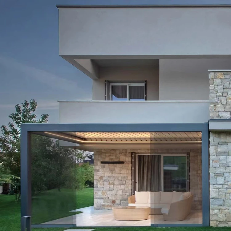 High Quality Garden Building Automatic Pergolas and Gazebos Aluminum Outdoor with Electric Louver Roof System All-season Party