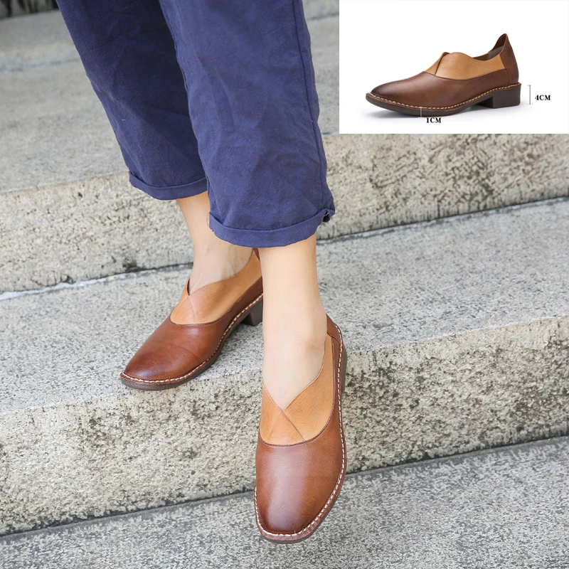 
New Stylish Pointed Toe Flat Handmade Cowhide Genuine Leather Slip on Casual Oxford Driving Walking Court Loafer Shoe Women 