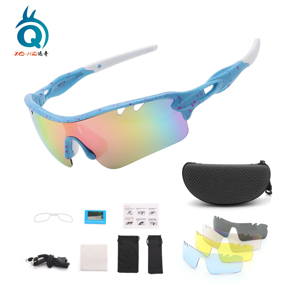 2023 unisex custom logo uv400 protection 5 lens  interchangeable glasses cycling prescription sports glasses baseball sunglasses
