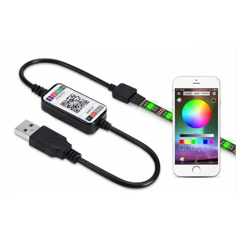  USB 5 в RGB светодиодный музыкальный контроллер app для rgb-ленты с режимом 1600 млн. цветов DC5V -24V светодиодной