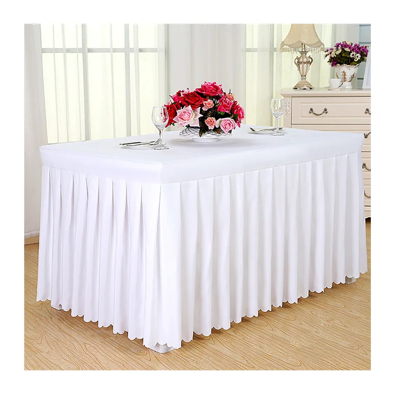 Wholesale white wedding square table cover ruffles manteles para boda nappe ronde de table mariage