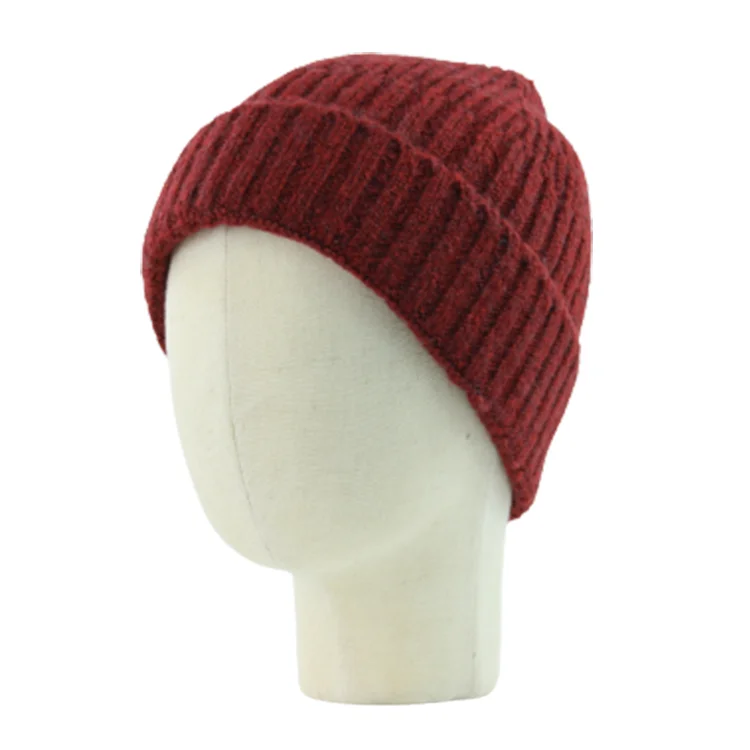 Unisex High Quality Blank Distressed Ribbed Cuffed Beanie Hat Warm Knitted Custom Logo Winter Beanie Hat