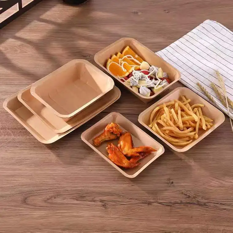Disposable Biodegradable Paper Food Tray for Sushi Cake Meat Hot Dog at Street Snack Shop BBQ Packing