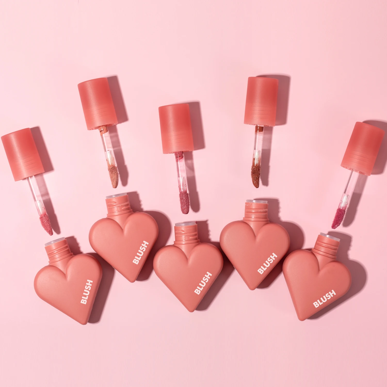 Custom Logo Make Up Face Beauty Liquid Blush Vegan Rose Heart Shape High Pigmented Liquid Blush Private Label