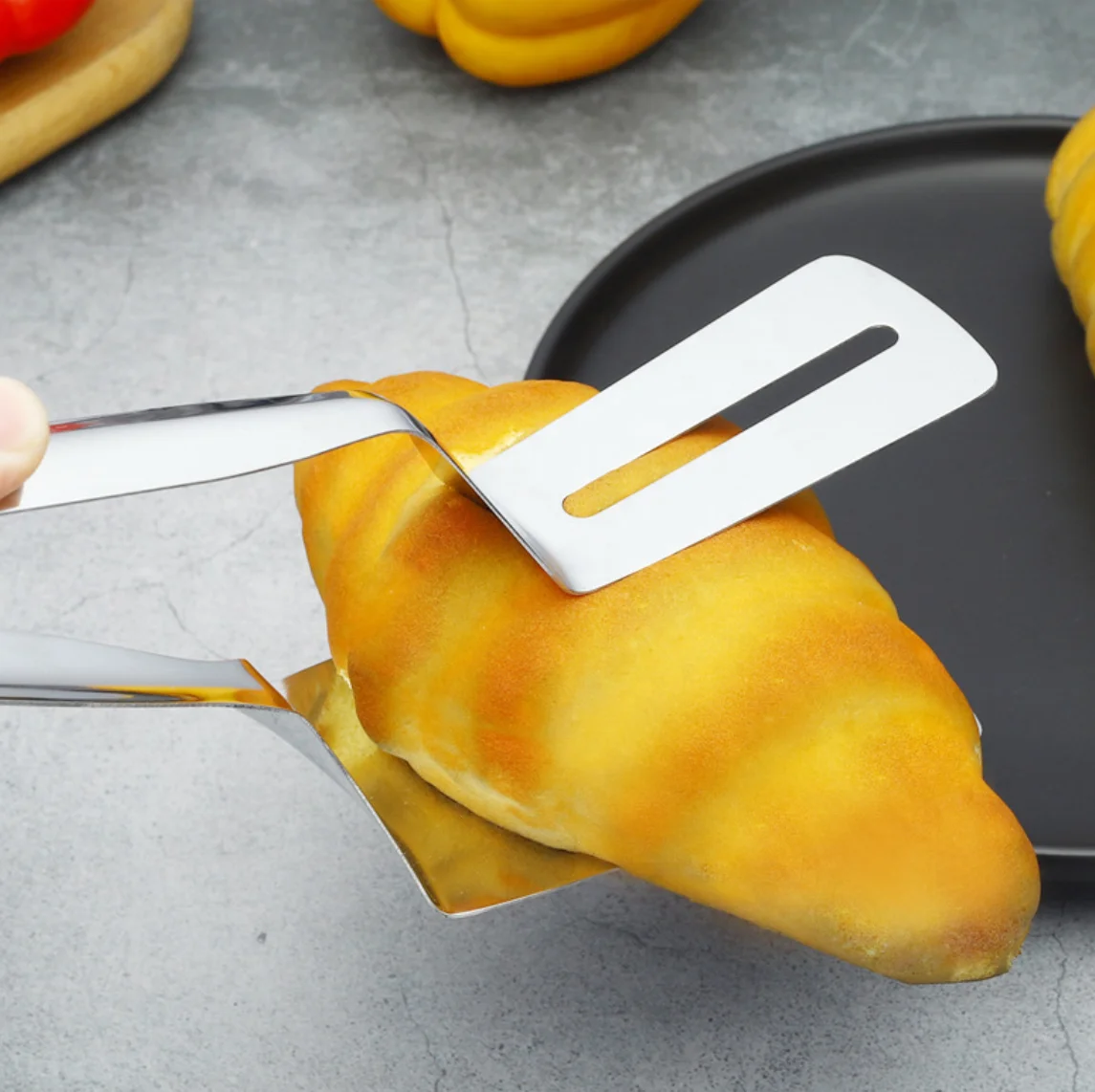 Multifunction Double Sided Kitchen Spatula Portable Stainless Steel Fish Spatula Helpful Frying Spatula