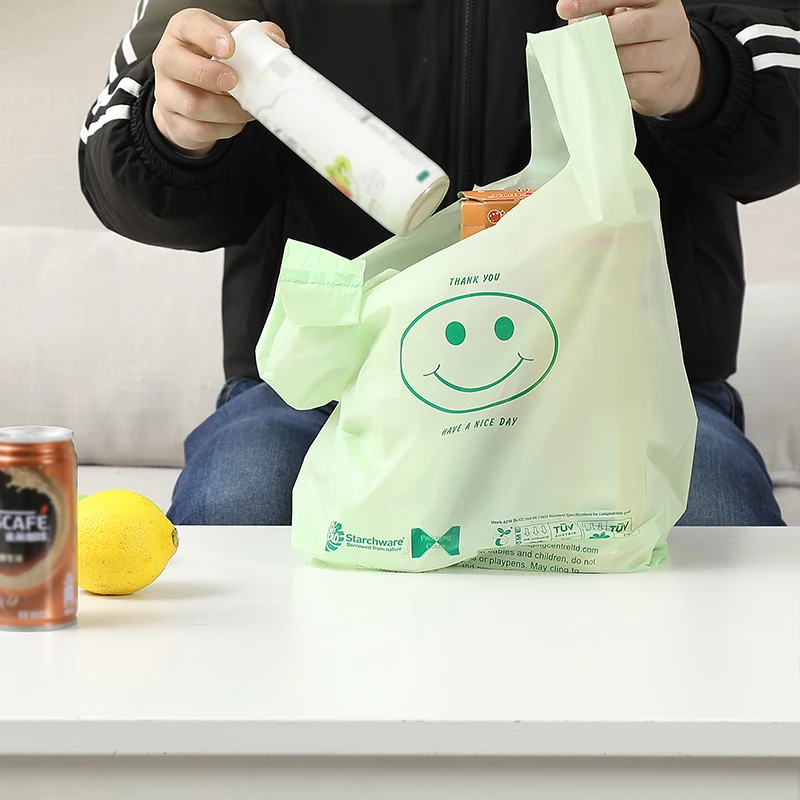 PLA биоразлагаемые BPI печатные Заказные OEM логотипы Compostable хозяйственные сумки с